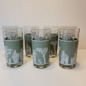 Vintage Wedgwood Jasperware Jeanette Green Hellenic Tumblers SET OF 7